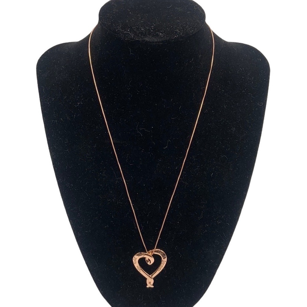 Rose Gold Open Heart Pendent "You Hold My Heart Forever" Necklace 18" New!